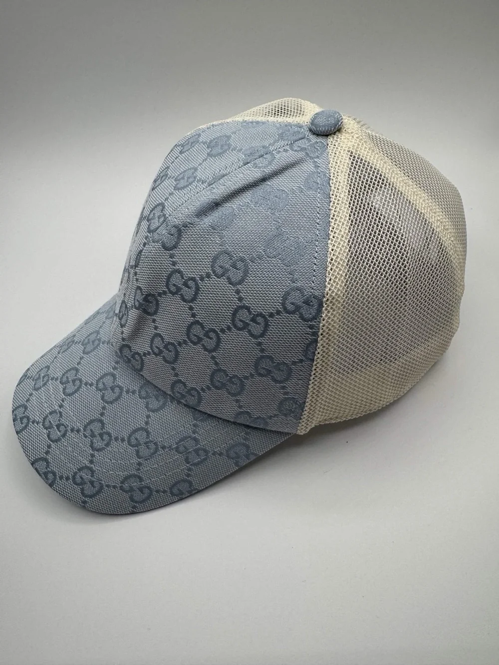 Gucci Light Blue Monogram Baseball Cap - Perfect Condition
